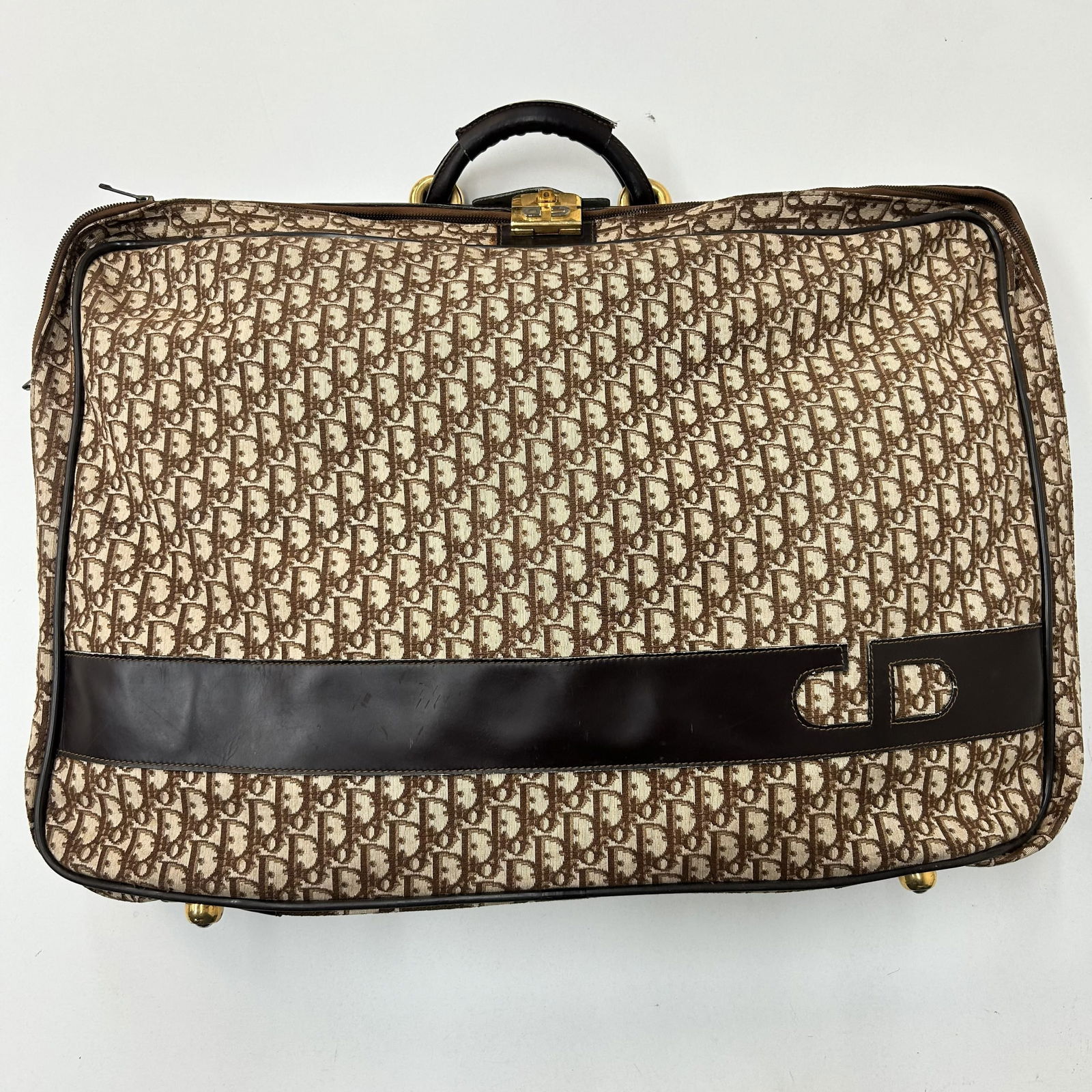 Christian Dior Trotter Canvas Trunk Brown Gold 138804 (1 of 10)