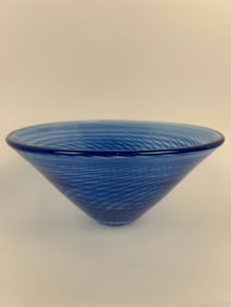 Swedish Kosta Boda Goran Warff Cobalt Bowl, Signed
