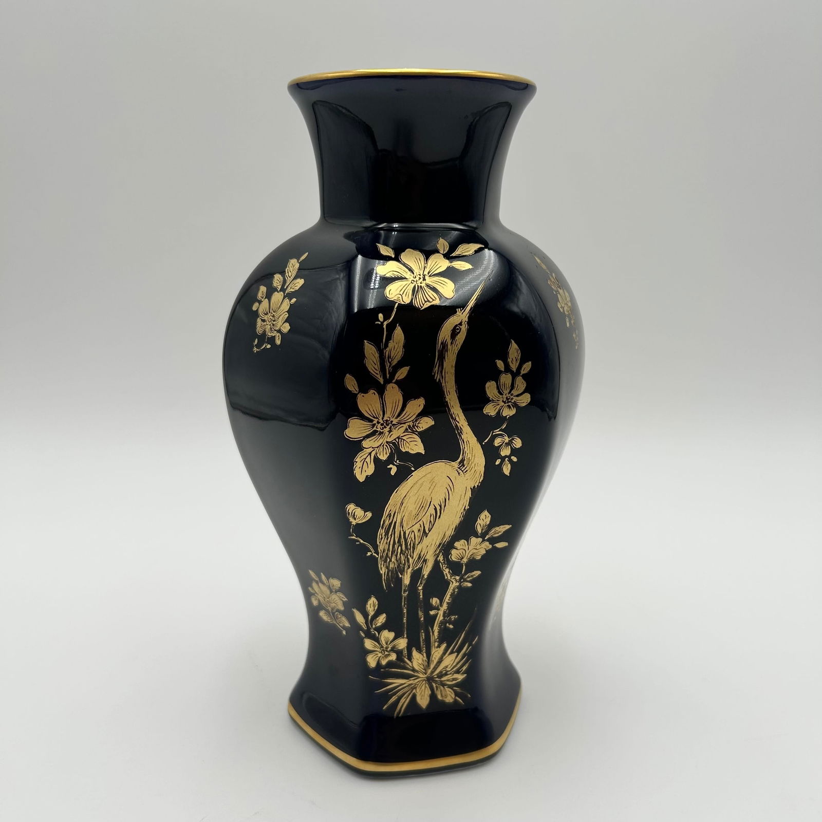 Vintage German Bavarian Bareuther Waldsassen Fine China Porcelain Cobalt Blue & Gold Vase (1 of 5)