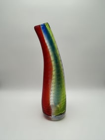 Vintage Murano Multi Color Vase Controlled Bubble