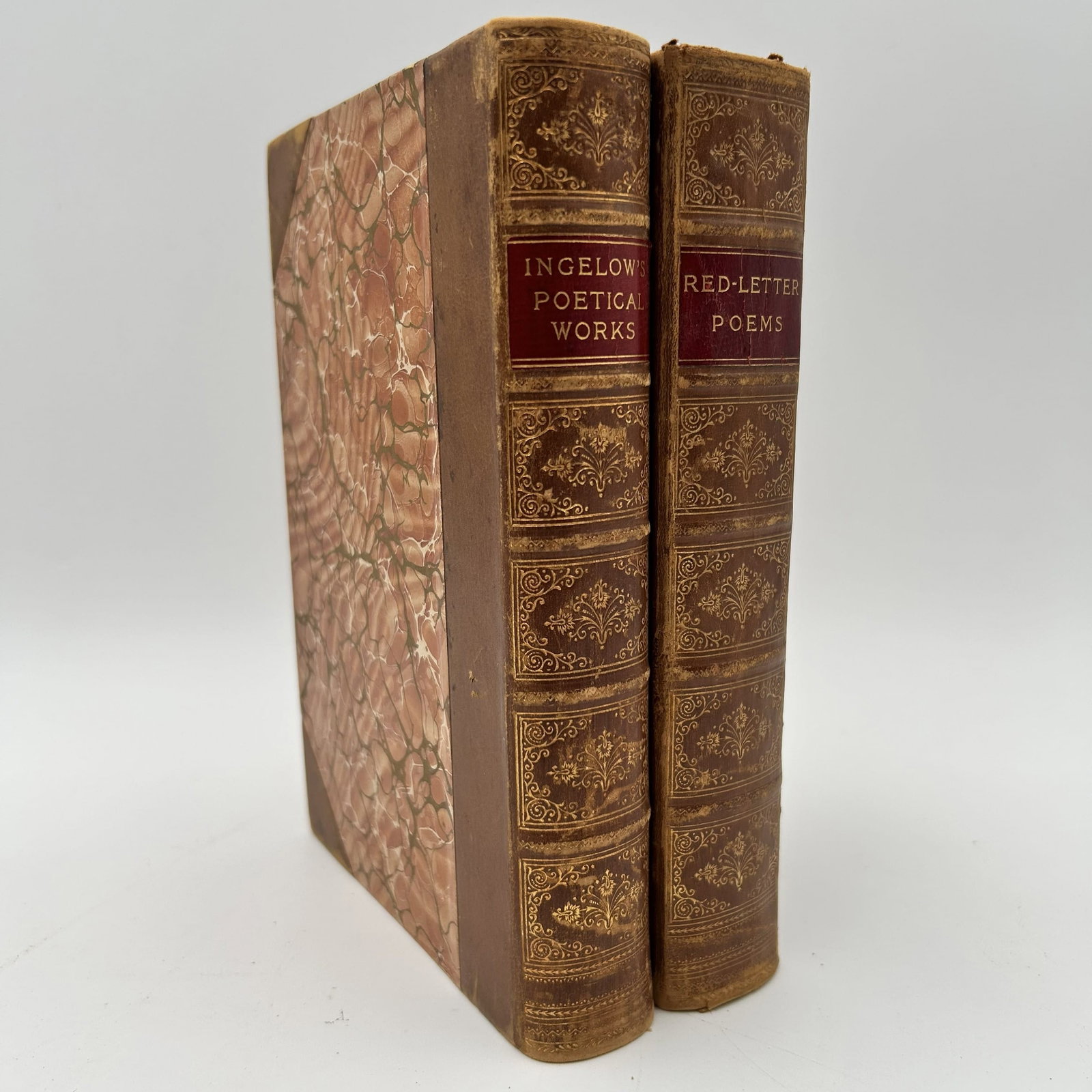 2 Antique Books by Jean Ingelow: Two (2) antique books published by Thomas Y. Crowell & Company, New York, NY, by author Jean Ingelow. - "The Poetical Works of Jean Ingelow" (1894) - "Red-Letter Poems by English Men and Women" (1885)
