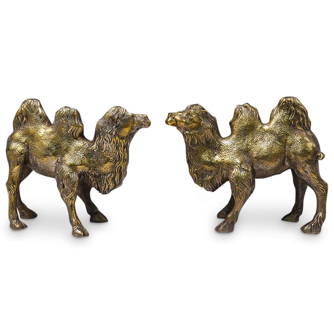 Pair Of Chinese Gilt Brass Bactrian Camels (1 of 6)