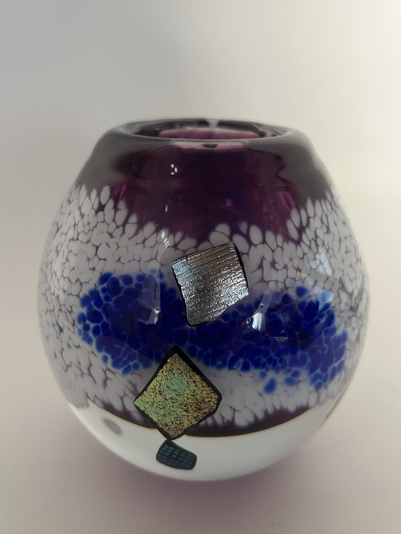 Vintage Purple Small Round Vase, Signed (1 of 6)
