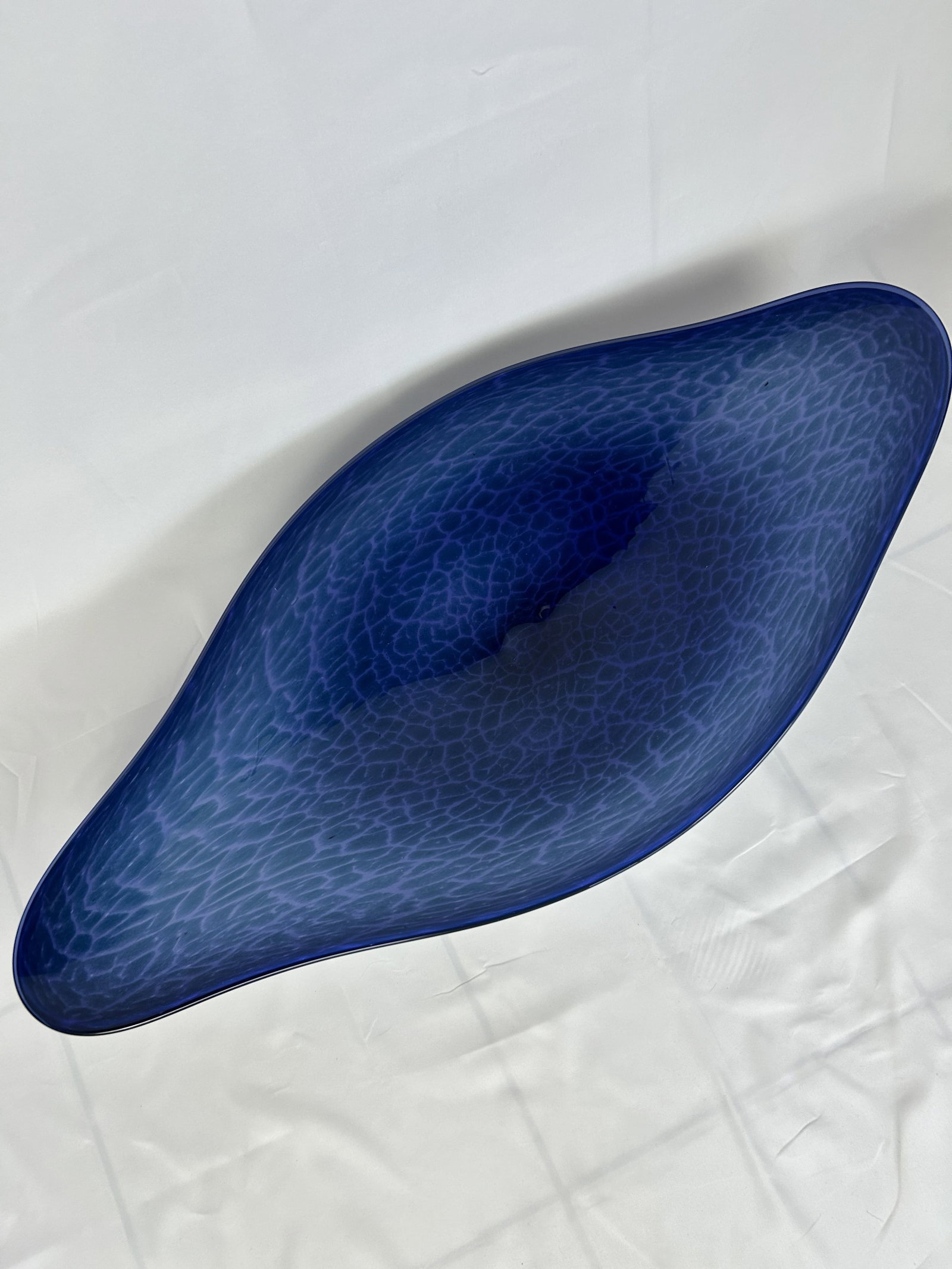 Contemporary Blue Art Glass Centerpiece Bowl (1 of 4)