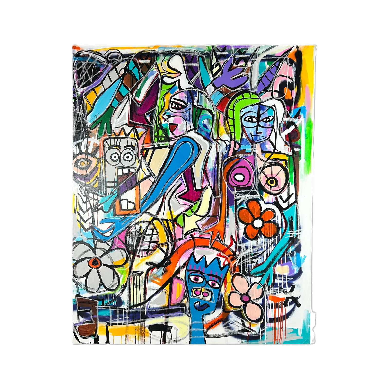 Anthony Gomez - Artwork # 2: Another large, bold, eclectic style artwork, by Anthony Gomez. Gomez is a self-taught contemporary artist based in Miami and Central Florida. His work is characterized by a vibrant, "street-meets-fine