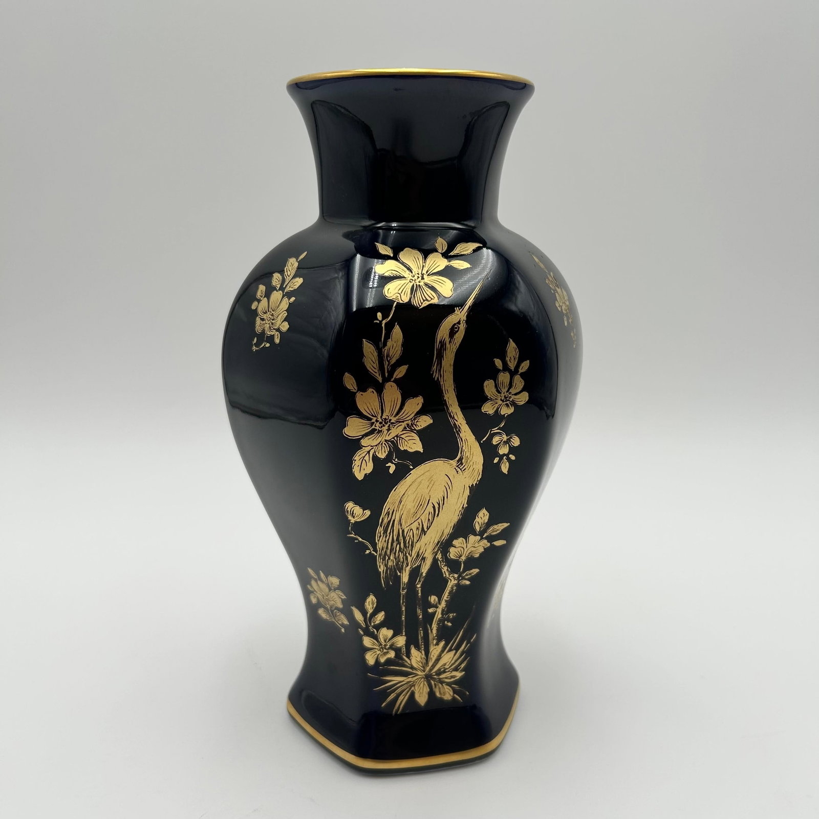 Vintage German Bavarian Bareuther Waldsassen Fine China Porcelain Cobalt Blue & Gold Vase (1 of 5)
