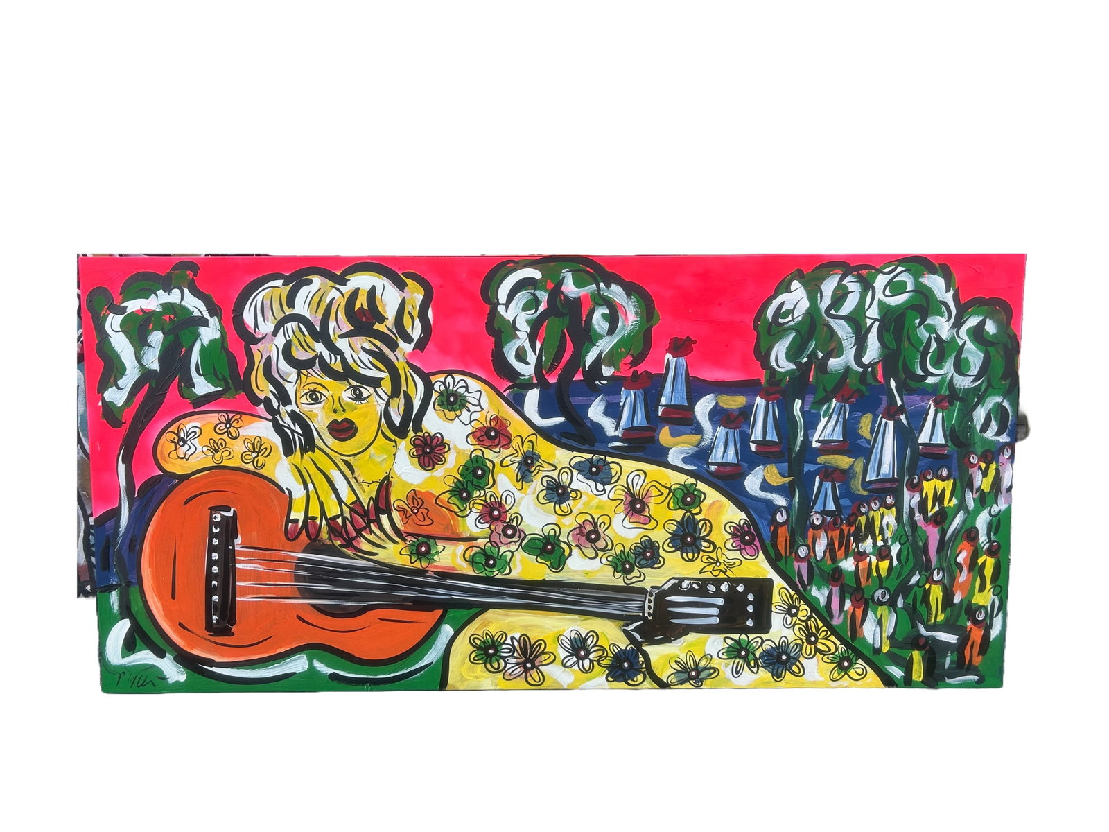 "Dolly Parton" by Peter Robert Keil: XL Vintage Peter Robert Keil acrylic on board. Fresh to market.