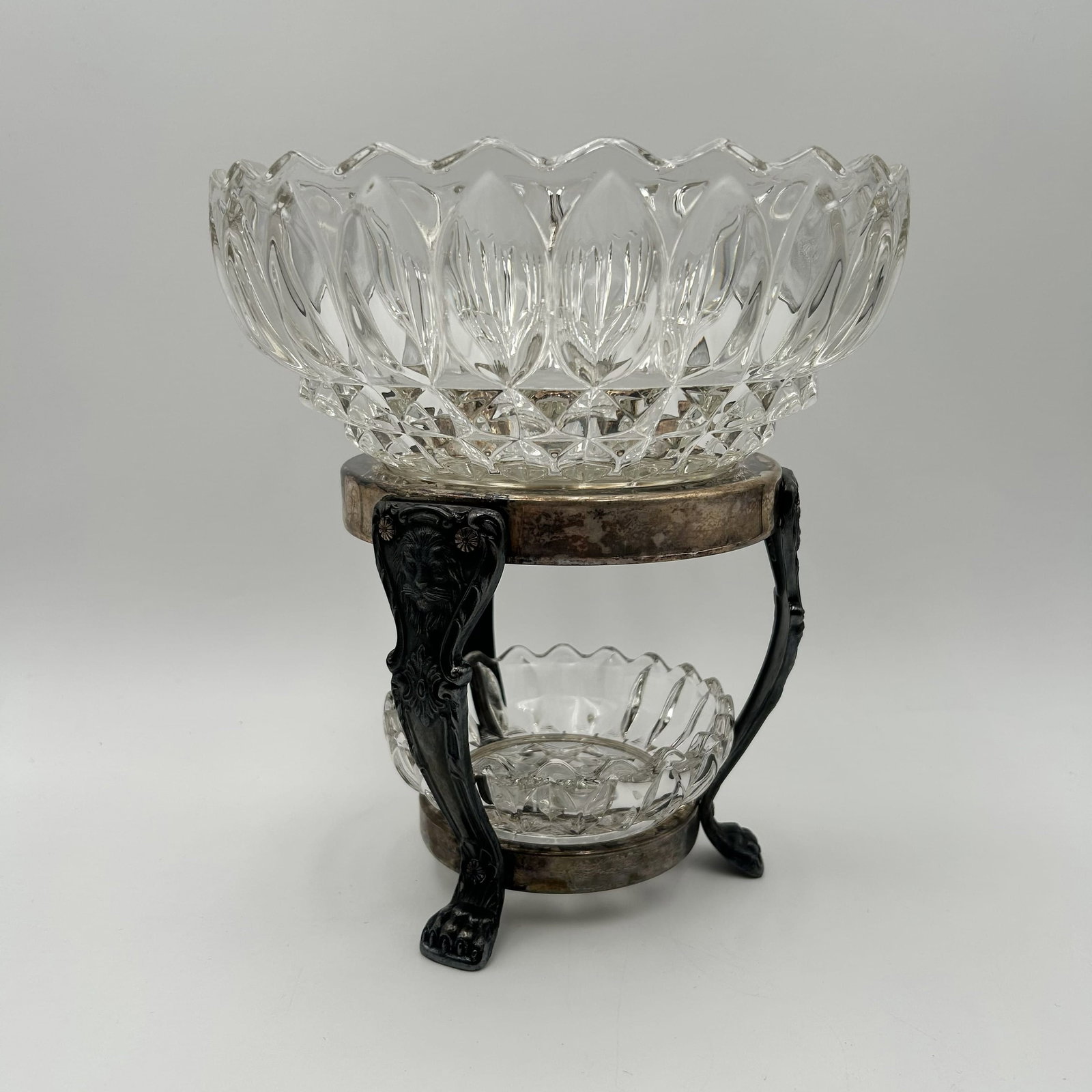 Two- Tier Cut Glass Centerpiece with Silverplated Stand (1 of 5)