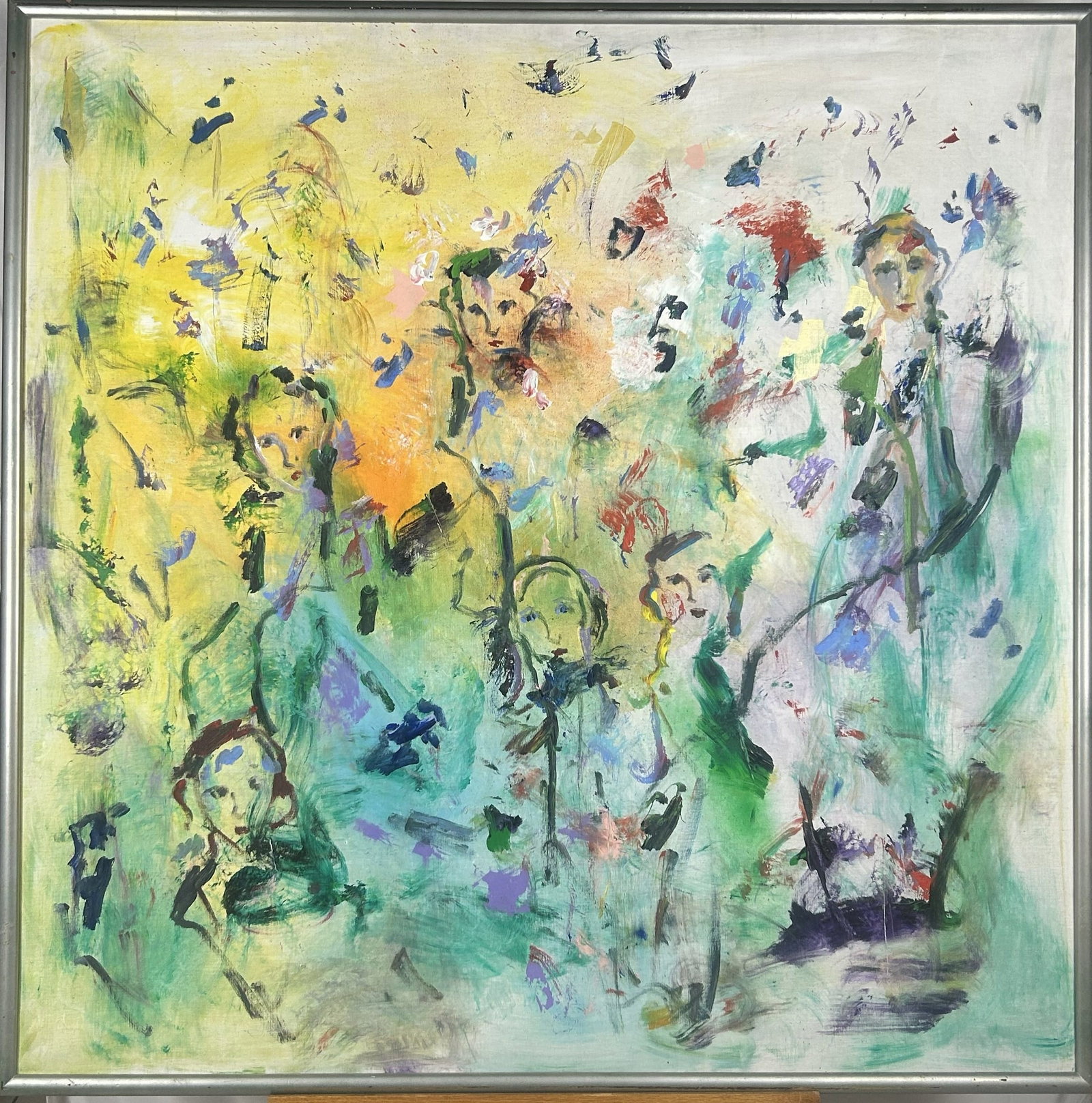 Expressionist Oil Painting by Italian Artist Ernesto Treccani: This is an expressionist oil painting by the renowned Italian artist Ernesto Treccani (1920 - 2009). It is a prime example of his signature lyrical style from his later artistic periods. A dreamlike, 