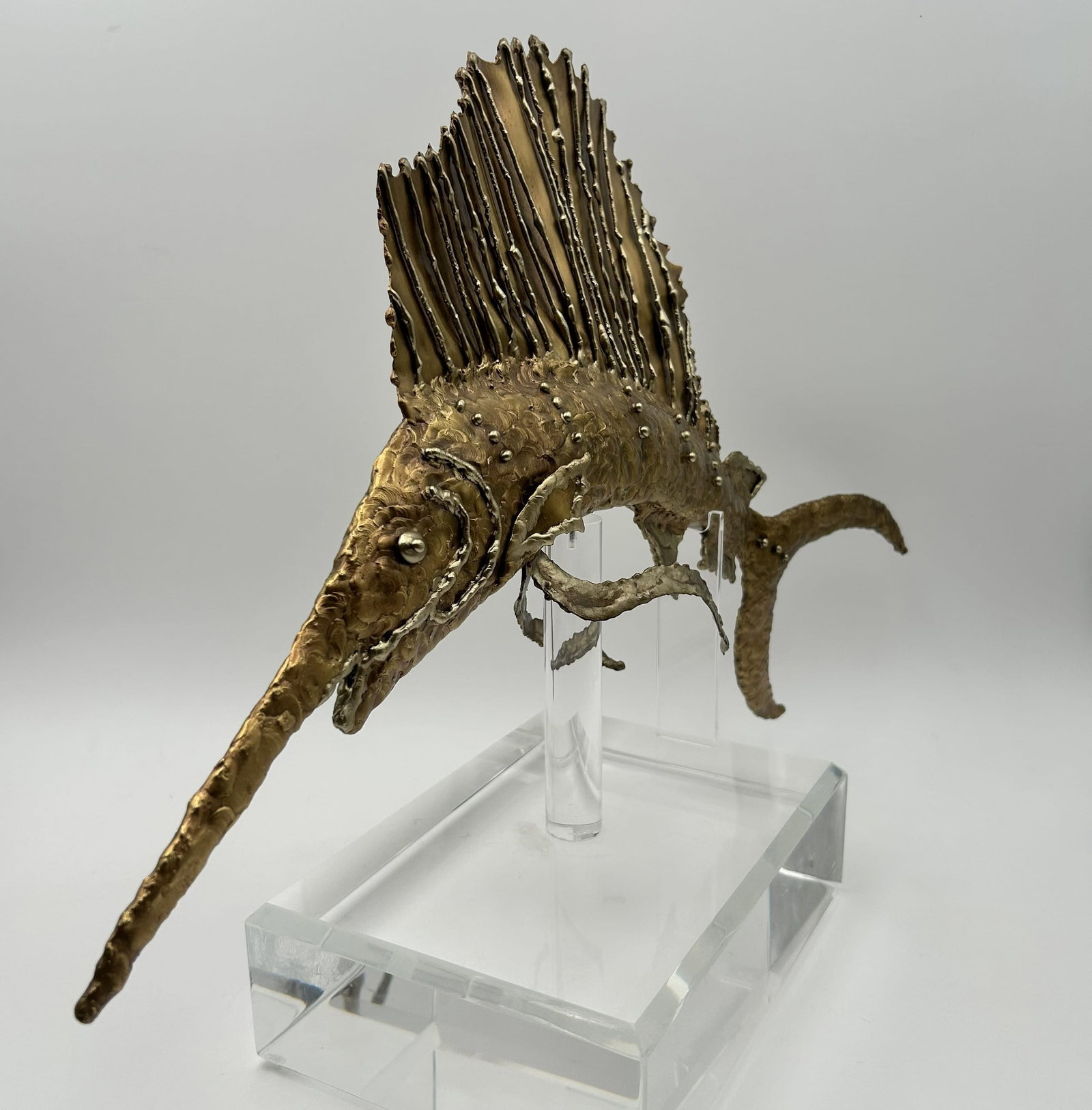 Bruno Facchini - Statue # 2 Bronze Fish Statue on Lucite Base (1 of 7)