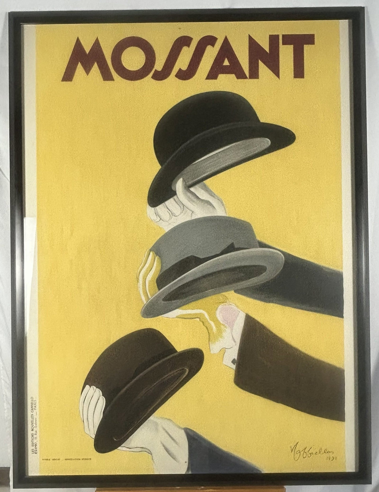 "Mossant" Art Deco Fashion 1938 Poster by Leonetto Cappiello: This is a framed under Plexiglass poster by the famous poster artist Leonetto Cappiello. Leonetto Cappiello was an Italian and French poster artist and painter, who lived and worked mainly in Paris. H