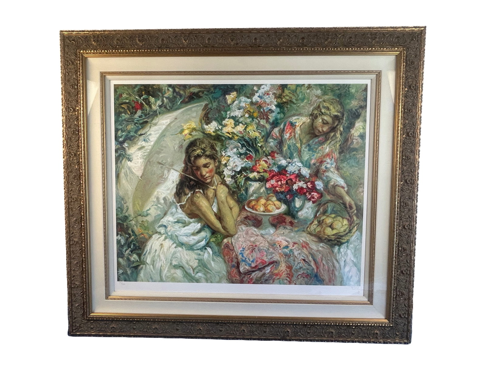 "Adornando La Mesa" by Royo, 171/225 w/ COA: Beautifully framed, numbered 171 of 225, with the Certificate of Authenticity on the back of the picture.