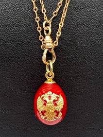 Faberge Egg Pendant w/ Russian Coat of Arms