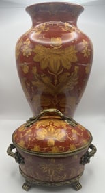 Italian Faience Vase & Oval Jewelry Box