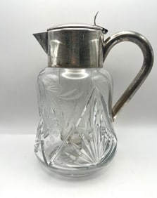 Large Crystal Serving Pitcher W/ Ice Insert