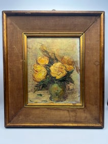 A. F. Dumitru, "Yellow Roses," Oil on Canvas