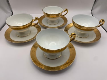 Bavaria Porcelain Creamer, Tea Cups, & Saucers