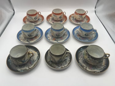 Various Geisha Girl "Dragonware" Coffee Cups & Saucers