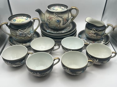 Geisha Girl "Dragonware" Moriage Tea Set