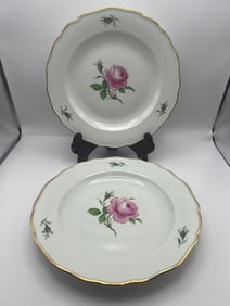 Meissen Porcelain "Pink Rose" Decorative Plates