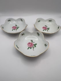 Meissen Porcelain "Pink Rose" Dessert Plate Set