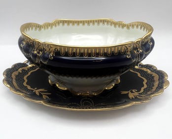 Haviland & Co Limoges Blue Cobalt Small Oval Tureen