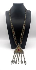 Antique Tribal Turkman Silver Necklace