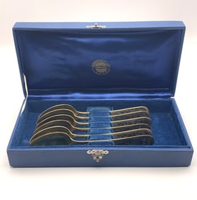 Gilded Sterling Silver Dessert Spoons, Set of 6