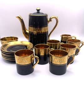 Sevres Late Cobalt Coffee/Tea Set, Manufactured by Gibson & Sons of Davenport
