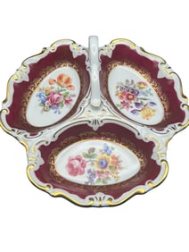 Vintage Graf Von Henneberg Porcelain Hand-Painted Three-Lobed Serving Dish