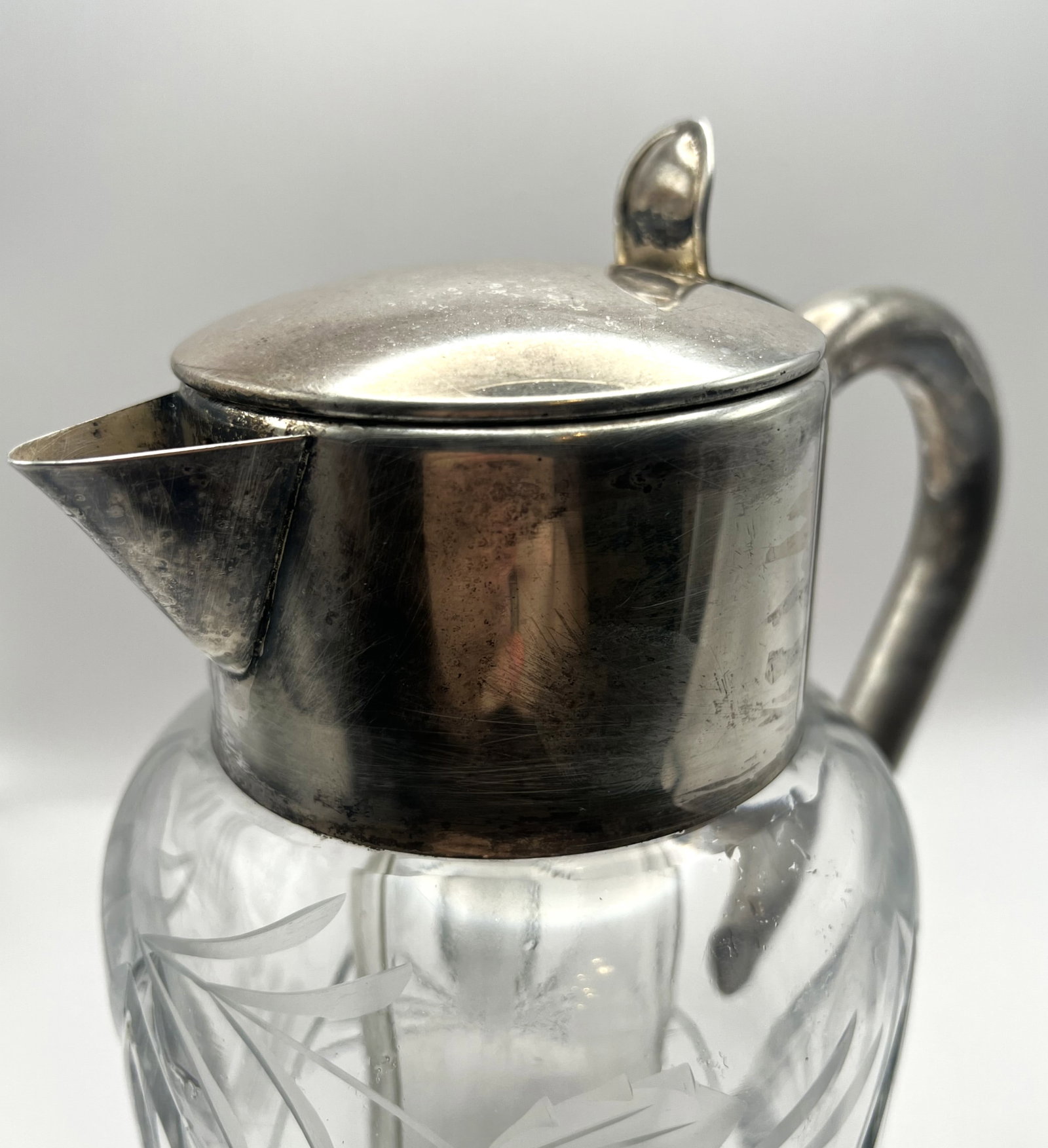 Large Crystal Serving Pitcher W/ Ice Insert - 2