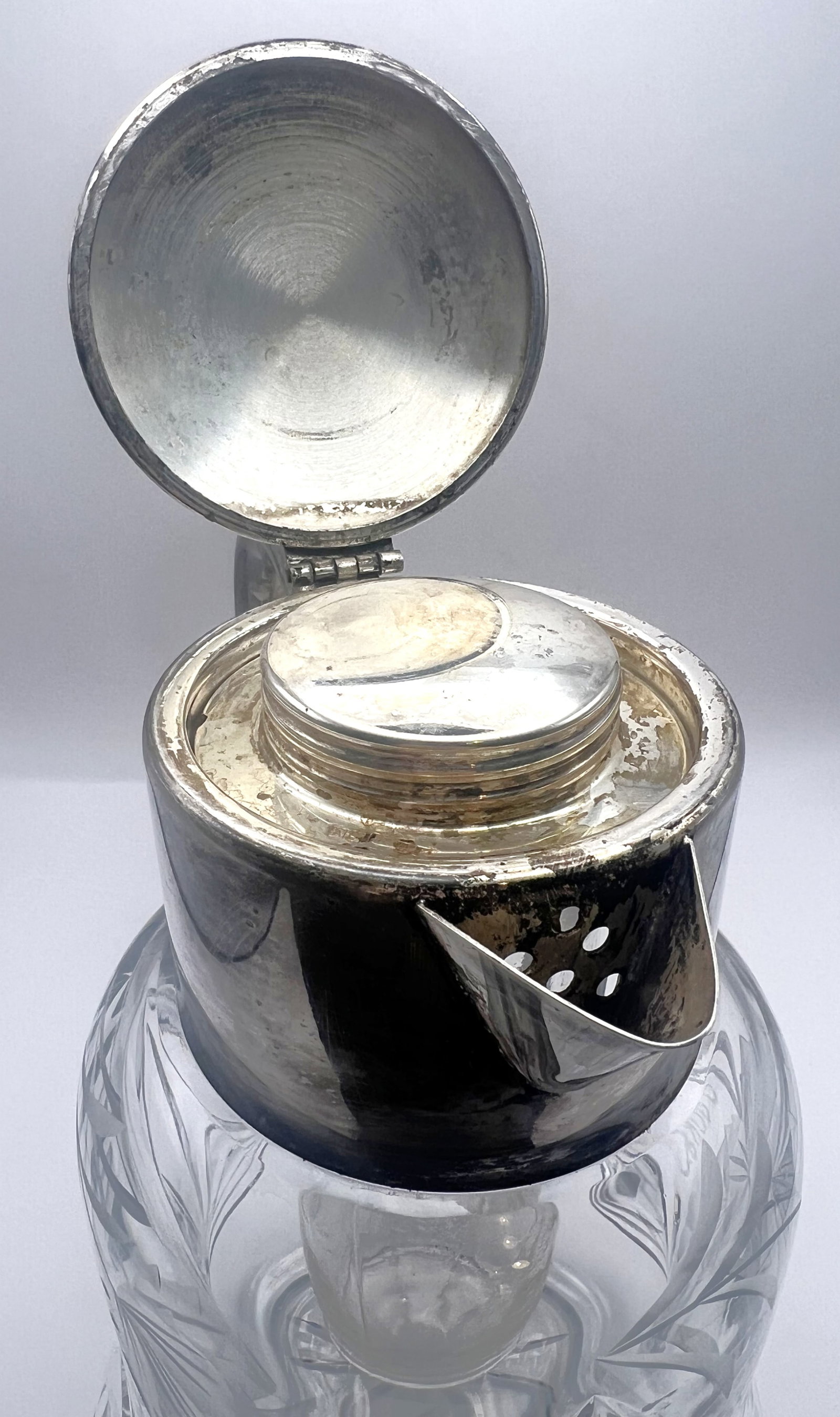 Large Crystal Serving Pitcher W/ Ice Insert - 5