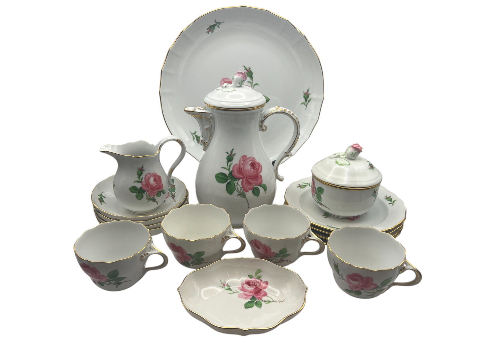 Meissen Porcelain Pink Rose Tea Set (1 of 7)