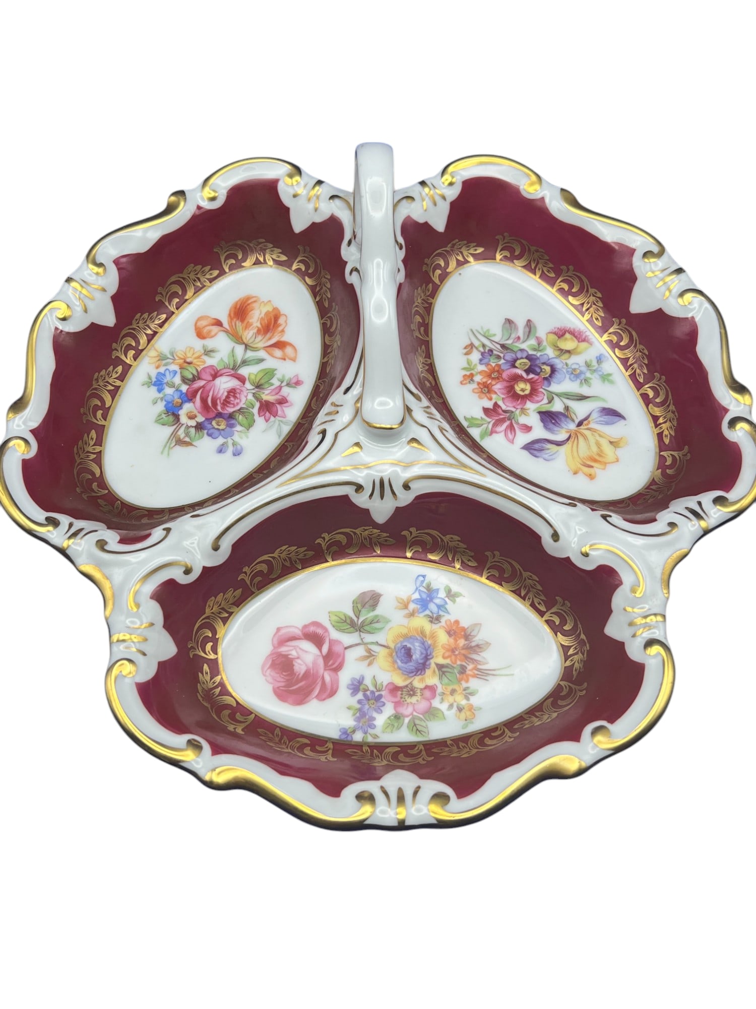 Vintage Graf Von Henneberg Porcelain Hand-Painted Three-Lobed Serving Dish (1 of 3)