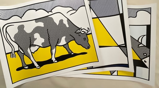 Roy Lichtenstein "Cow going abstract" Triptych