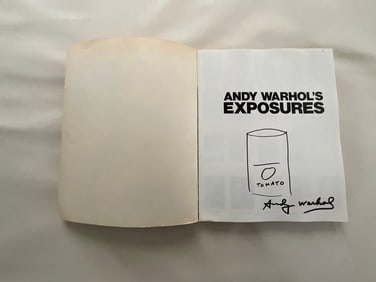 Warhol Exposures Book marker signed with drawing