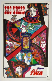 Fly TWA Las Vegas, David Klein Travel Poster