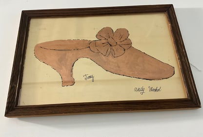 Andy Warhol Shoe Ink Drawing on Paper Warhol foundation stamp Tony Shafrazi