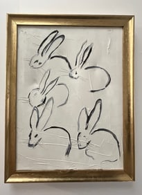 Hunt Slonem Bunnies Oil on Canvas