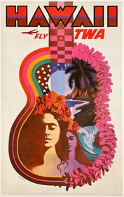 Fly TWA Hawaii, David Klein Travel Poster
