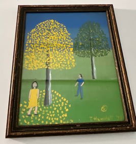 Theora Hamblett oil on board Exhibition label
