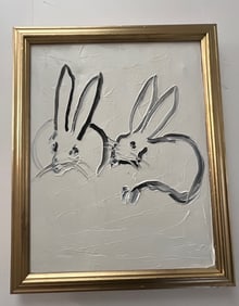 Hunt Slonem Bunnies Oil on Canvas