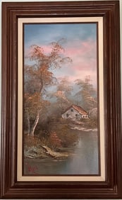 Vintage Laandscape Oil on Canvas Painting