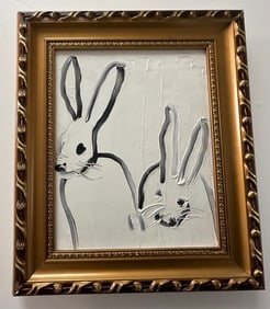 Hunt Slonem Bunnies Oil on Canvas