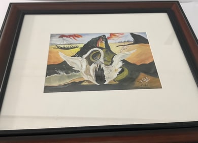 Salvatore Dali mixed media on paper