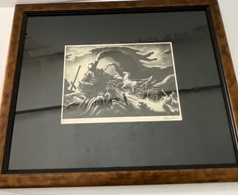 Tomas Hart Benton Wreck of the Ol' 97 Pencil signed