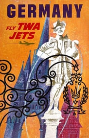 Fly TWA Germany, David Klein Travel Poster