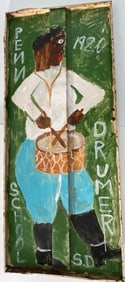 Sam Doyle Original Paintin Enamel on roofing tin