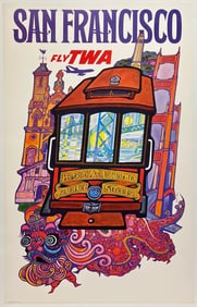 Fly TWA San Francisco, David Klein Travel Poster