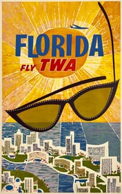 Fly TWA Florida, David Klein Travel Poster